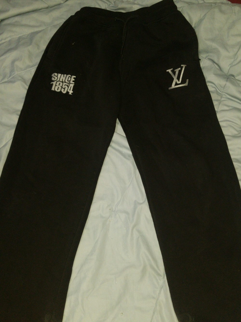 Louis Vuitton Black Sweatpants with White Logos
